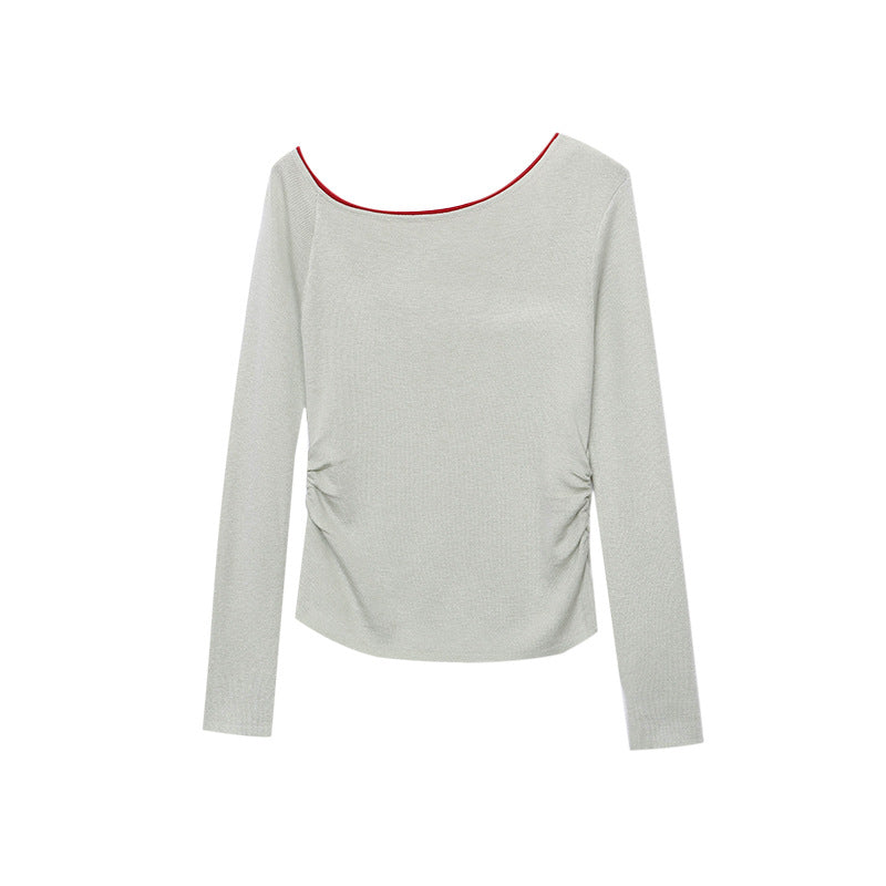 Damen Langarmoberteil Asymmetrisch Figurbetonter Stoff Eveloria
