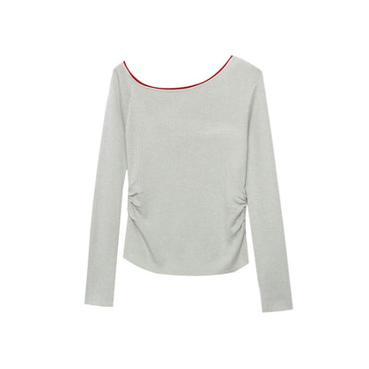 Damen Langarmoberteil Asymmetrisch Figurbetonter Stoff Eveloria