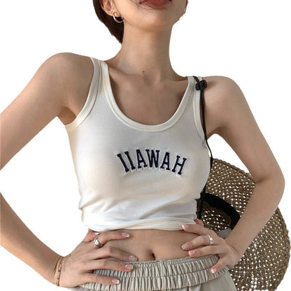 Damen Cropped Tanktop Bequem Baumwolle Weiß