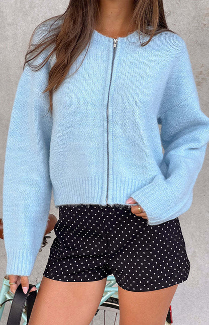 Damen Strickpullover Lässig Reißverschluss Eveloria
