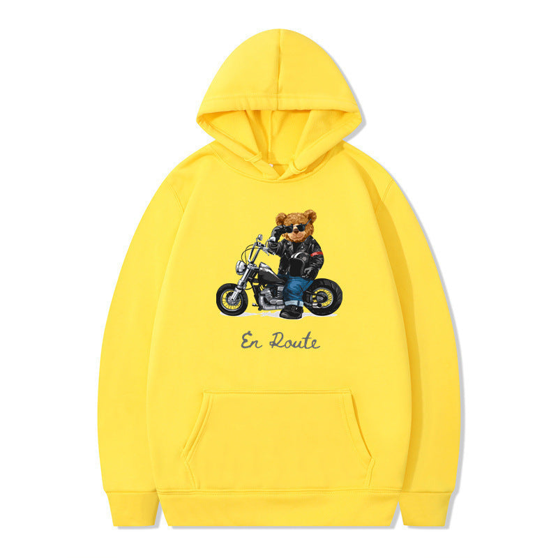 Damen Kapuzenpullover Bärenmotiv Lässig Grau Eveloria