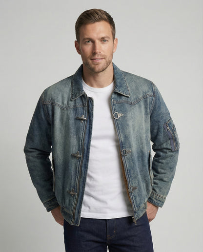 Herren Bomberjacke Teddyfutter Jeans