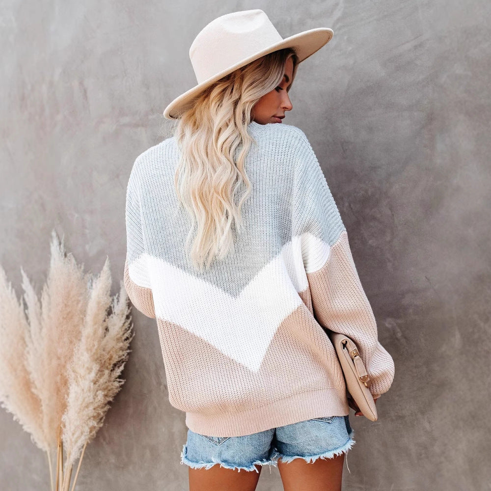 Damen Pullover Grafisches Chevron-Muster Eveloria