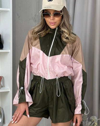 Damen Sportanzug Elastisch Mit Kontrastdetails
