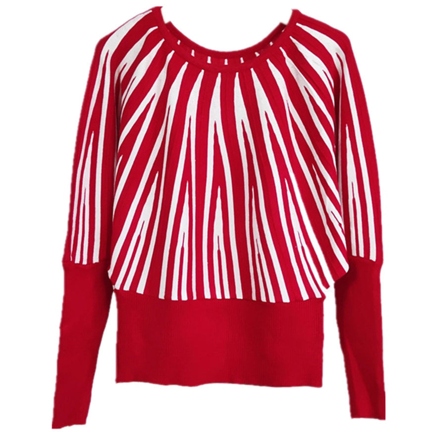 Damen Strickpullover Asymmetrisches Linienmuster Eveloria