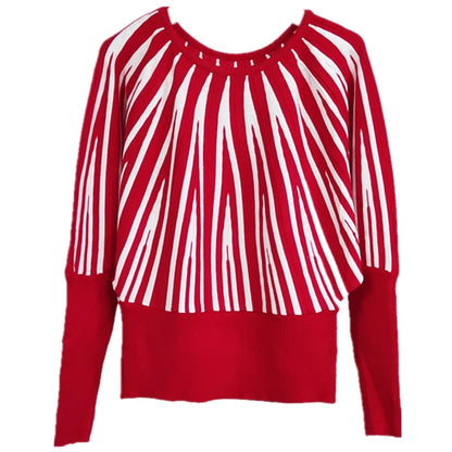 Damen Strickpullover Asymmetrisches Linienmuster Eveloria