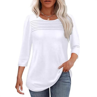 Damen Langarmshirt Plissee-Details Eveloria