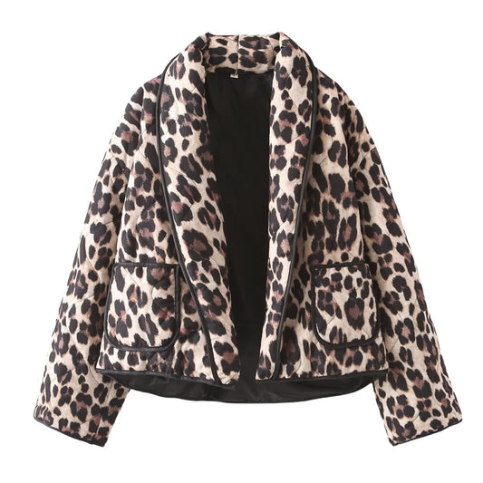 Damen Fleecejacke Leo-Muster Kuschelig Anthrazit - Eveloria