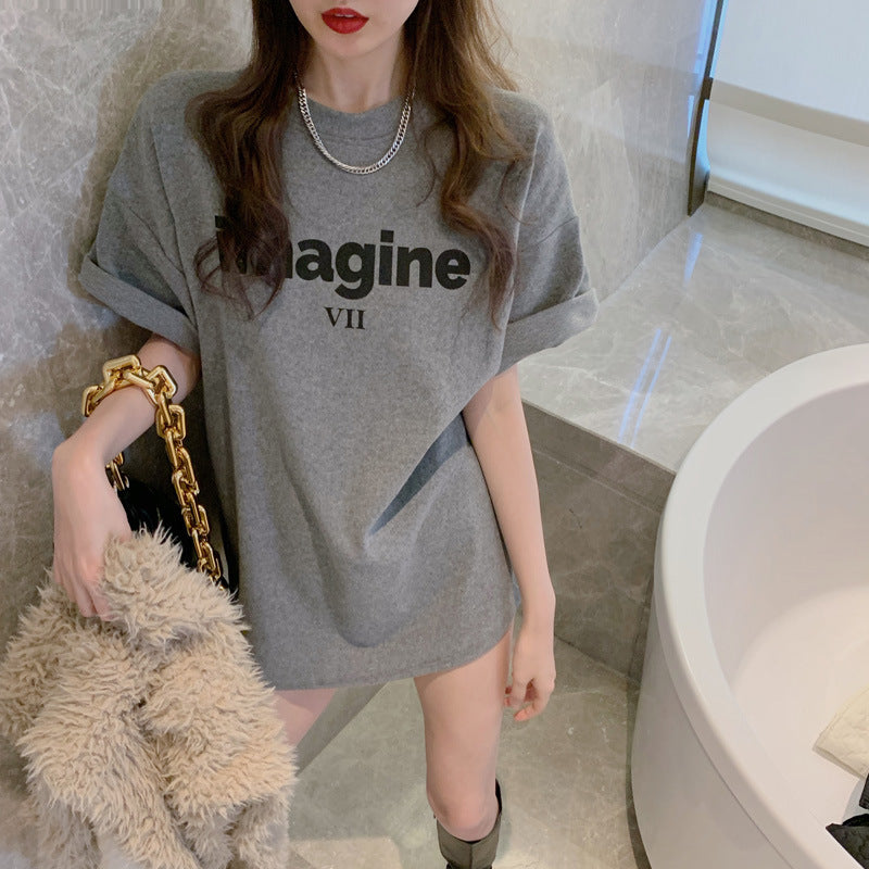 Damen Oversized T-Shirt Baumwolle Lässig Weiß - Eveloria