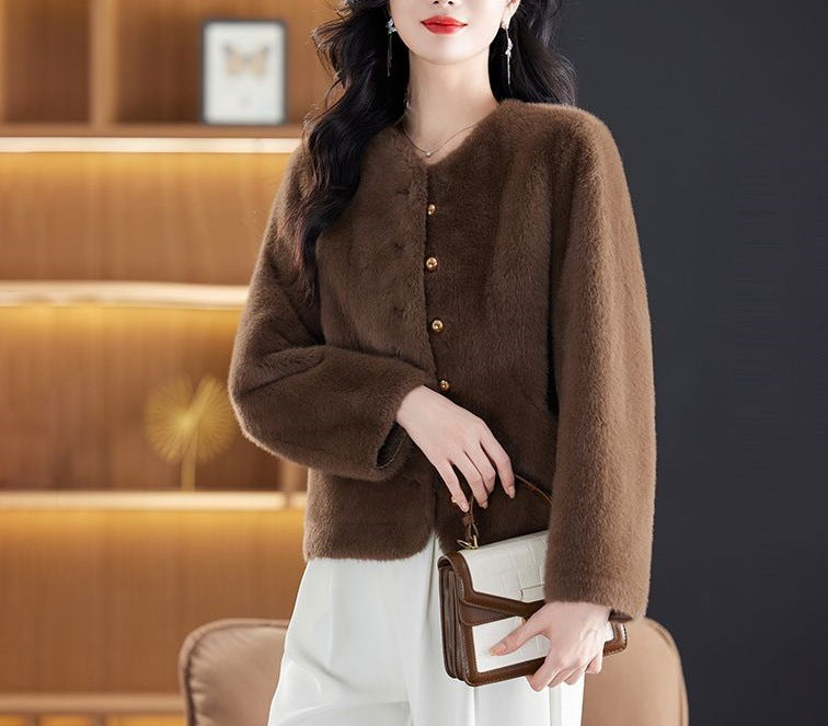 Damen Fleecejacke Kuschelig Knopfdesign Eveloria
