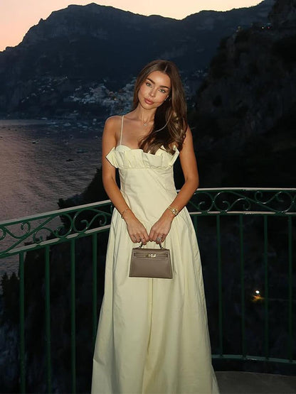 Damen Maxikleid Elegantes Design Volant
