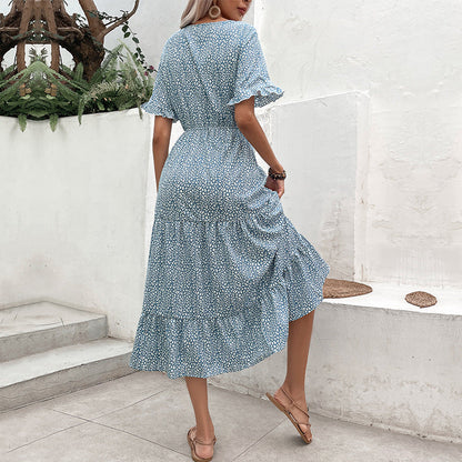 Damen Maxikleid Voluminöser Rock Feine Spitze Eveloria