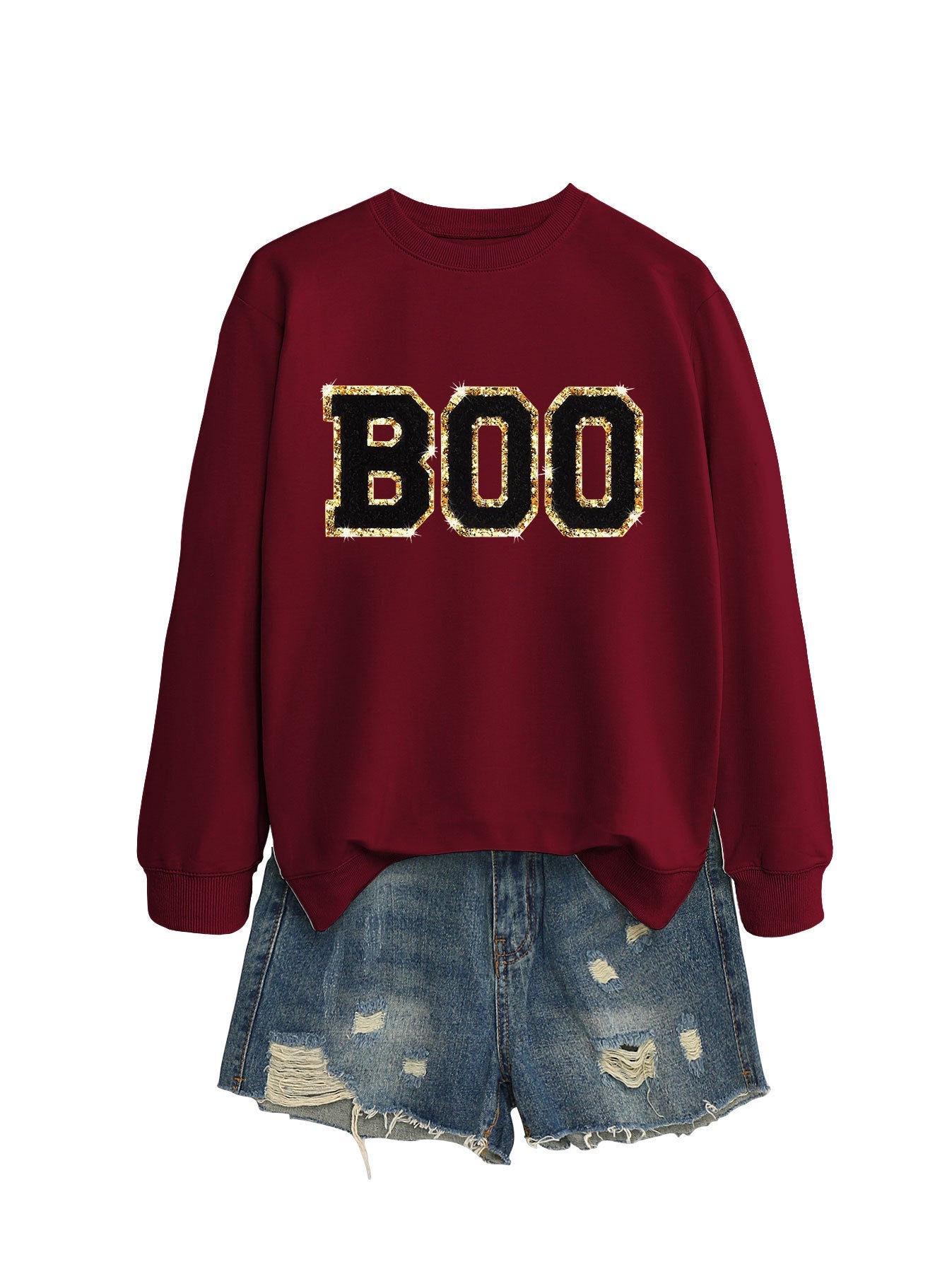 Damen Sweatshirt Glitzer Aufdruck Eveloria