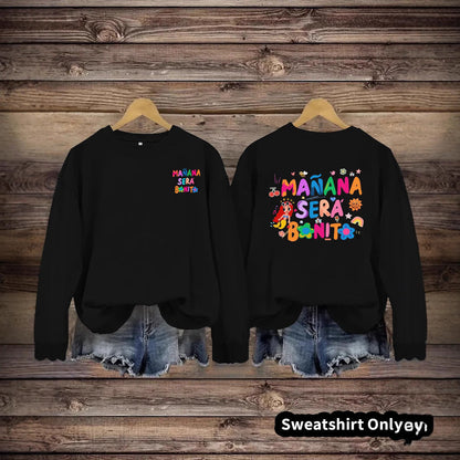 Damen Sweatshirt Verspielter Aufdruck Lässiger Schnitt Grau