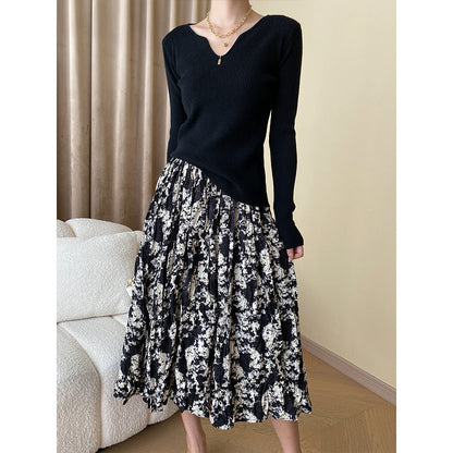 Damen Midirock Floralmuster Luftig