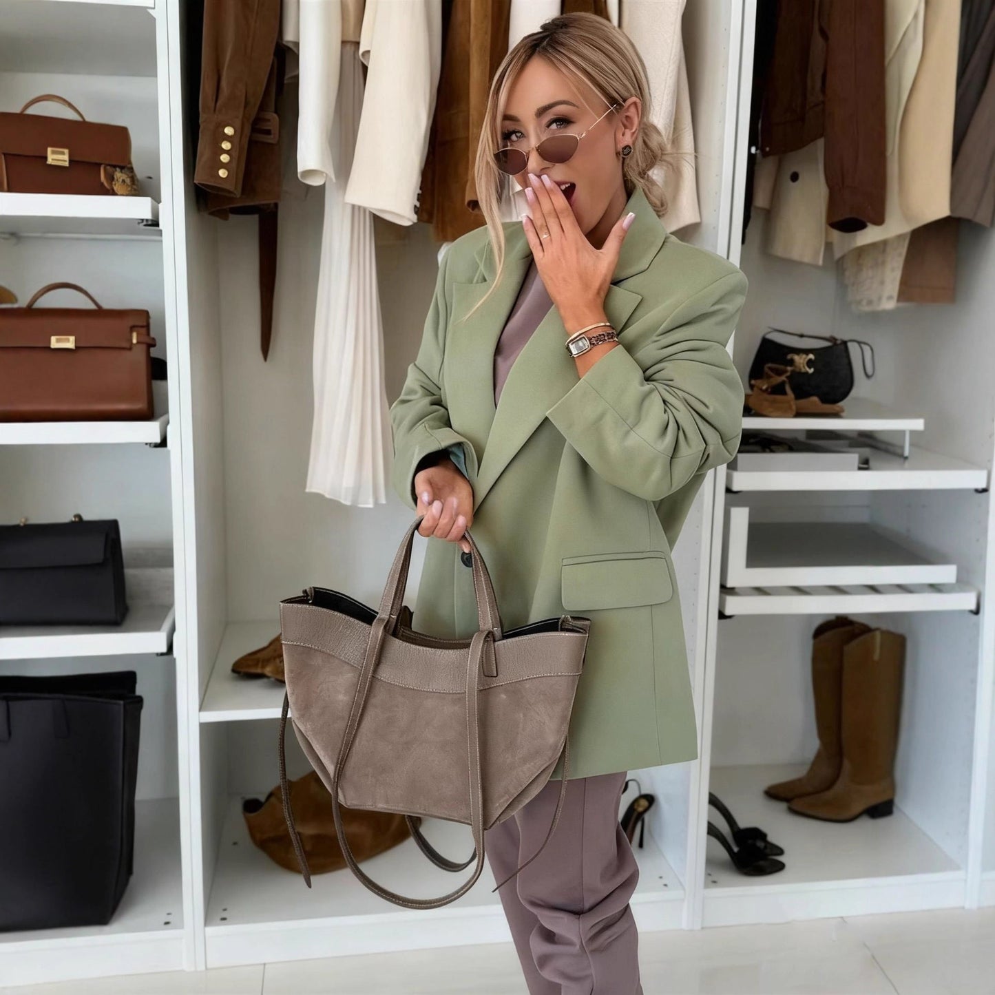 Damen Blazer mit Kapuze und Hose Elegant