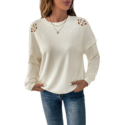 Damen Pullover Lässig Dekorative Details Grau Eveloria
