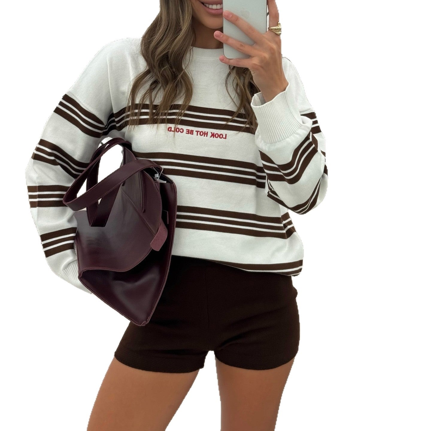 Damen Strickpullover Streifen Pullover Eveloria