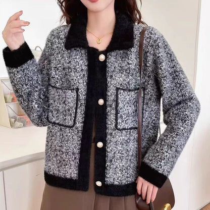 Damen Jacke Kuschelig Kontrasttaschen Eveloria