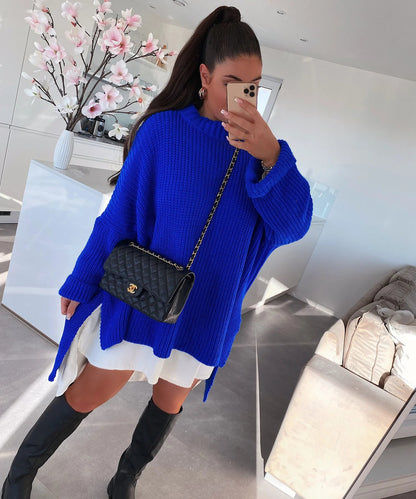Damen Strickpullover Oversized Lässiger Schnitt Weite Ärmel