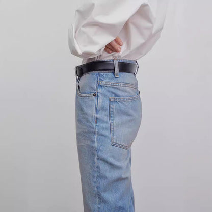 Damen Hochgeschnittene Weite Jeans Eveloria