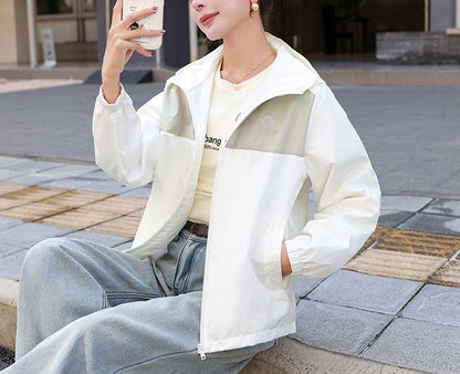 Damen Übergangsjacke Leicht Kapuzen-Design Beige