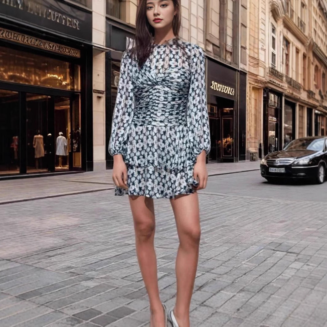 Damen Sommerkleid Fließend Voluminöser Rock Rüschendetails Eveloria