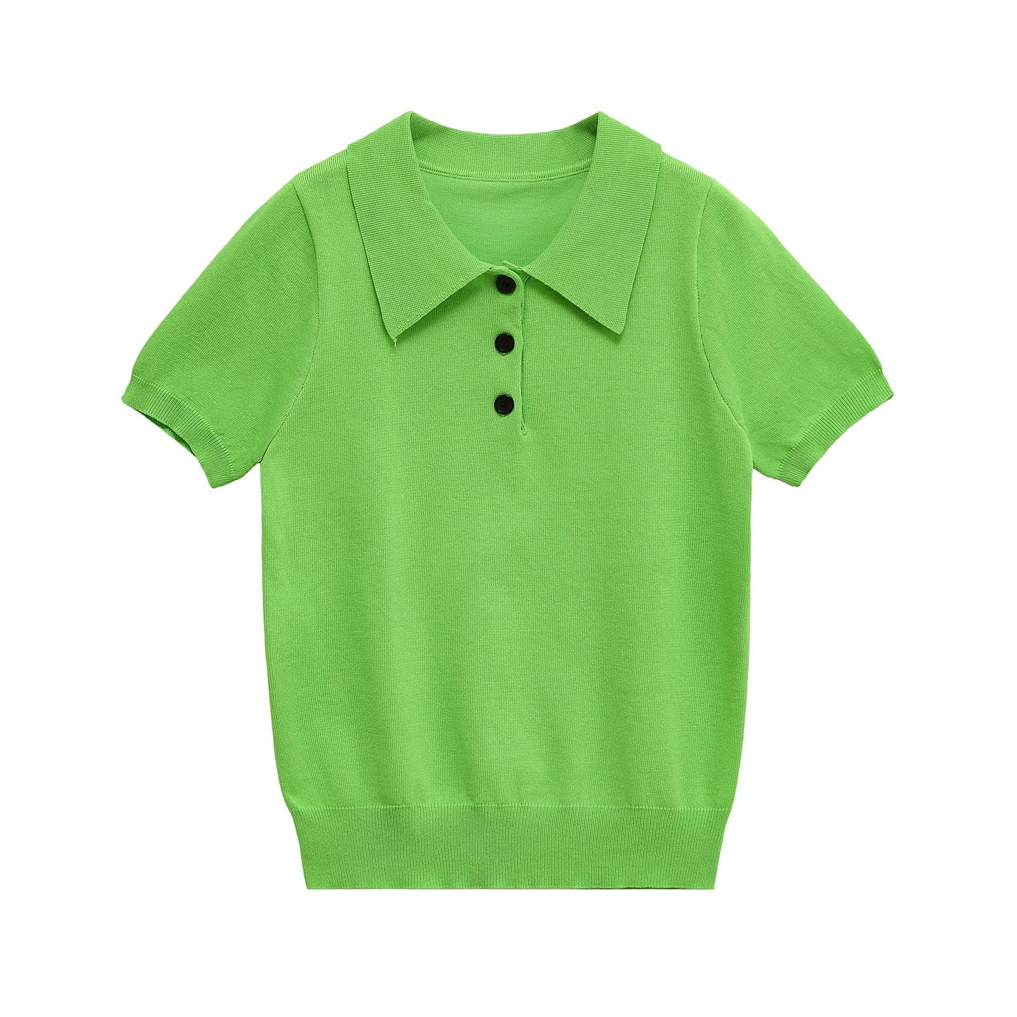 Damen Poloshirt Kurzärmelig Klassische Knöpfe Eveloria