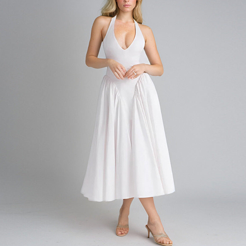 Damen Maxikleid V-Ausschnitt Fließend Eveloria
