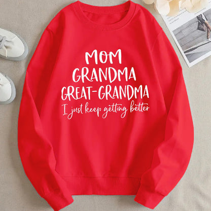 Damen Sweatshirt Familienaufdruck Bequem Grau Eveloria