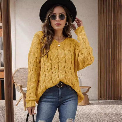 Damen Grobstrickpullover Romantisches Zopfmuster Weit Eveloria - Eveloria