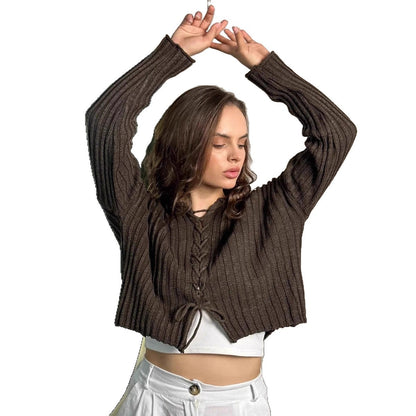 Damen Strickpullover Locker Zopfdesign Eveloria