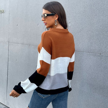 Damen Strickpullover Farbblock-Design Eveloria