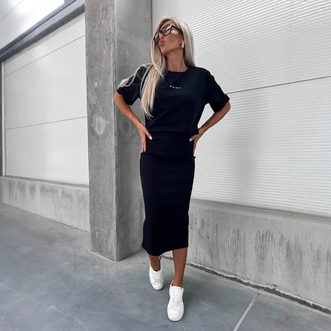 Damen Skirt und T-Shirt Set Bequem Eveloria