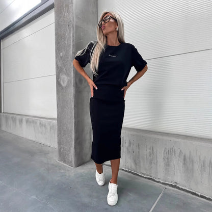 Damen Skirt und T-Shirt Set Bequem Eveloria