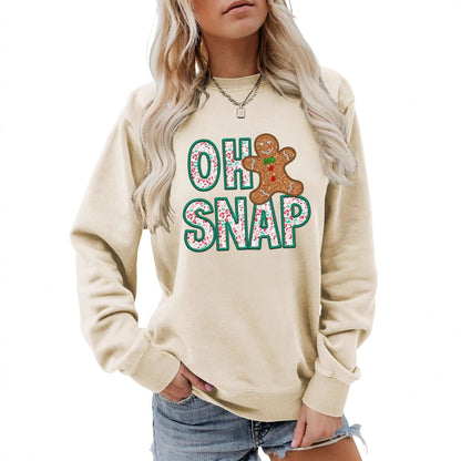 Damen Sweatshirt Lebkuchenmann Motiv Funckelnder Schriftzug Grau