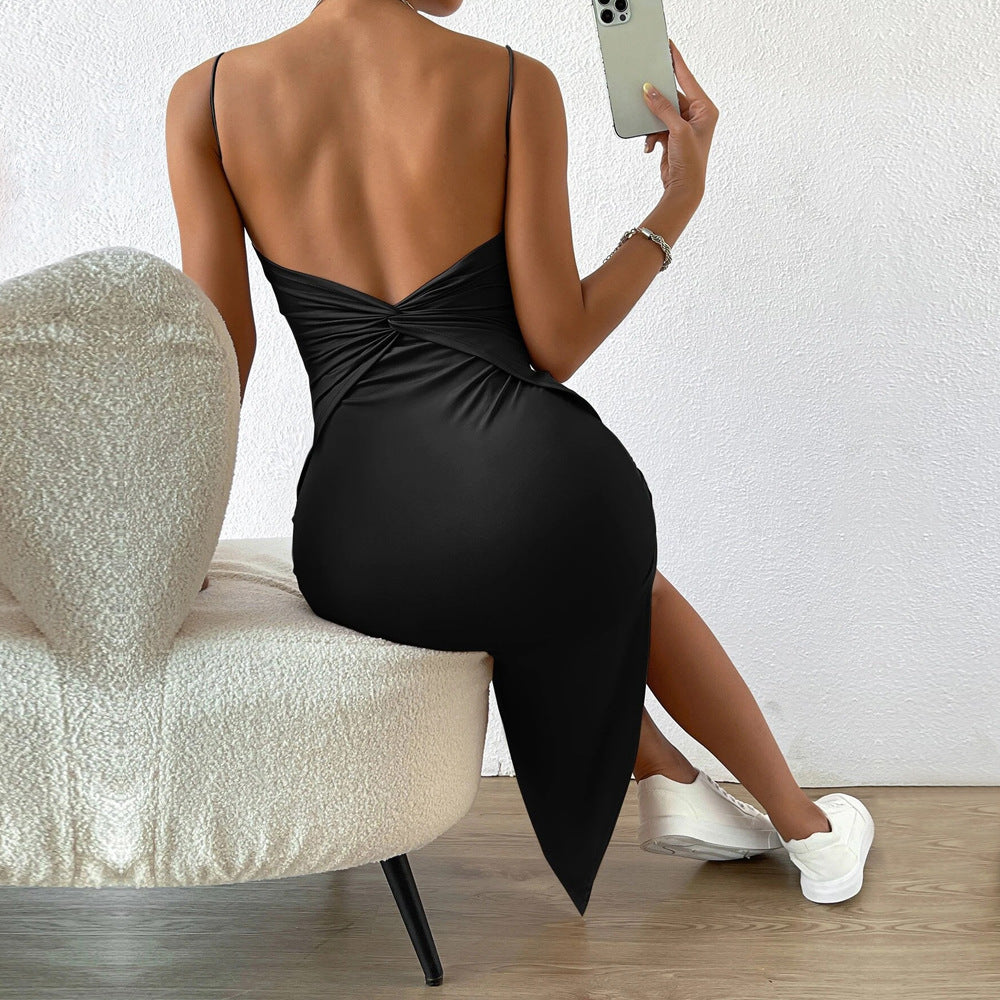 Damen Maxikleid schmale Träger seitlicher Schlitz Eveloria - Eveloria