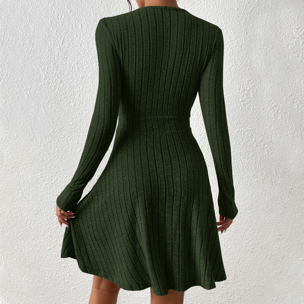 Damen Strickkleid V-Ausschnitt Tailliert Eveloria