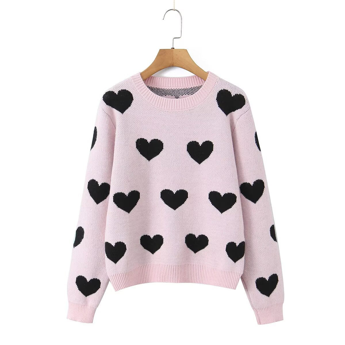 Damen Strickpullover Herz-Muster Eveloria