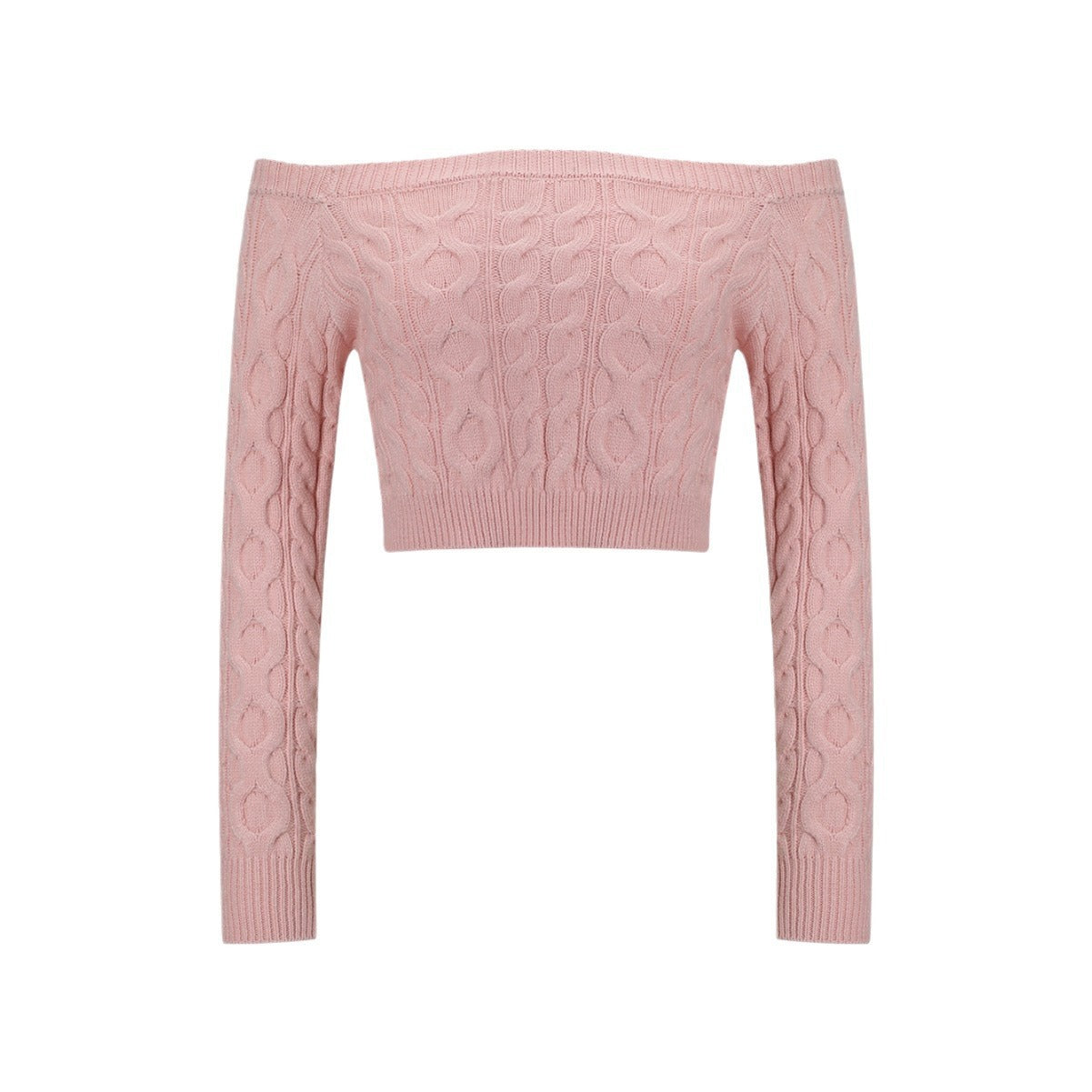 Damen Strickpullover Off-Shoulder Zopfmuster Eveloria