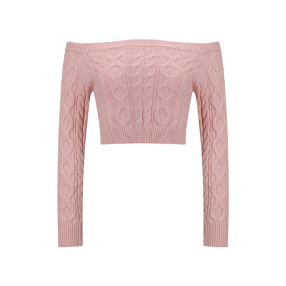 Damen Strickpullover Off-Shoulder Zopfmuster Eveloria
