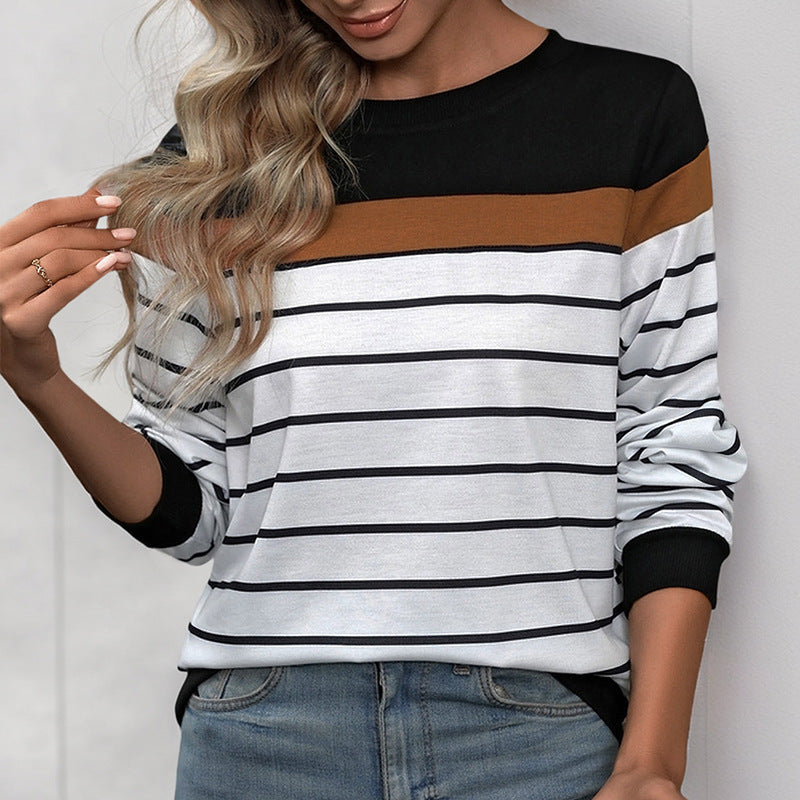 Damen Streifenpullover Farbblockdesign Eveloria