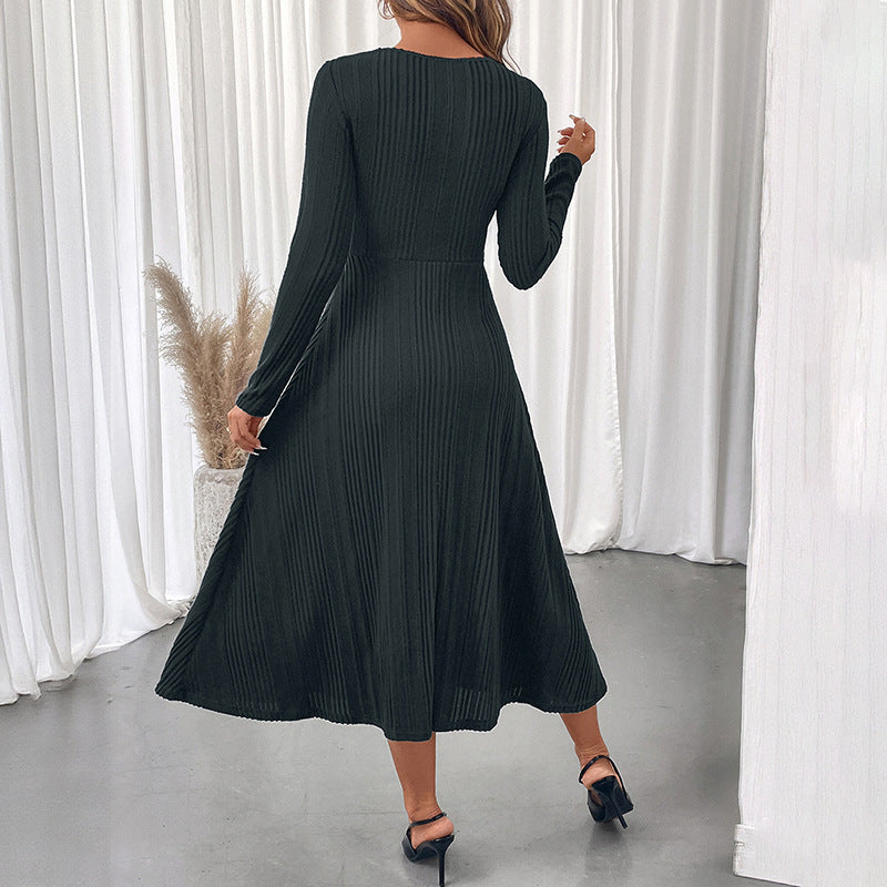 Damen Midi-Kleid Rippstrick Cut-Out Elegant