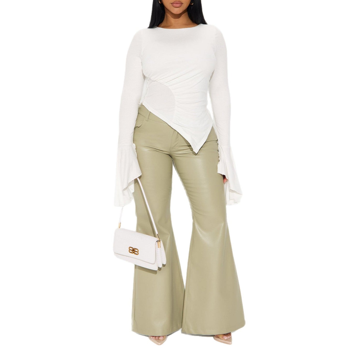 Damen Asymmetrisches Shirt mit Volants