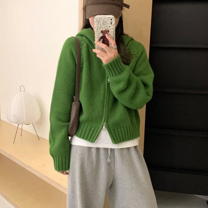 Damen Hoodie-Cardigan Kuschelig Reißverschluss Große Taschen Grau