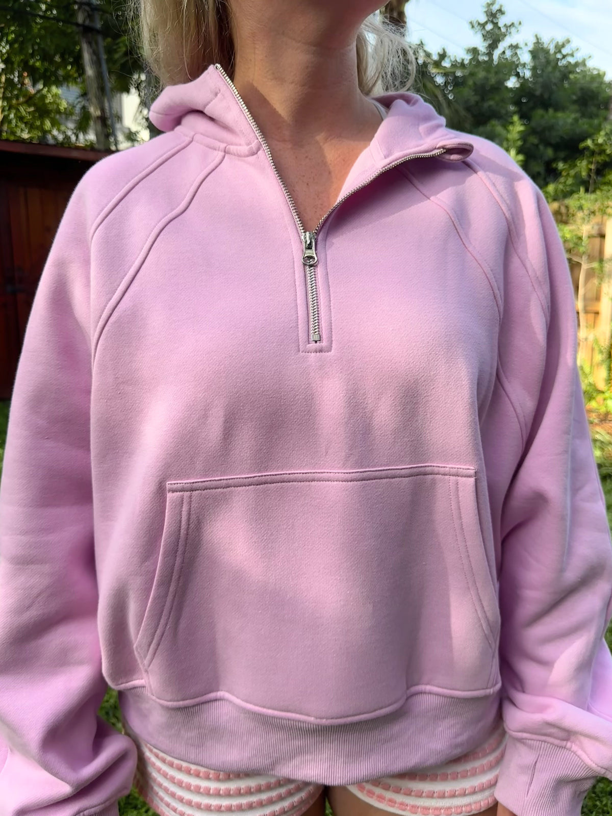 Damen Oversized Hoodie Kurzreißverschluss Kängurutasche