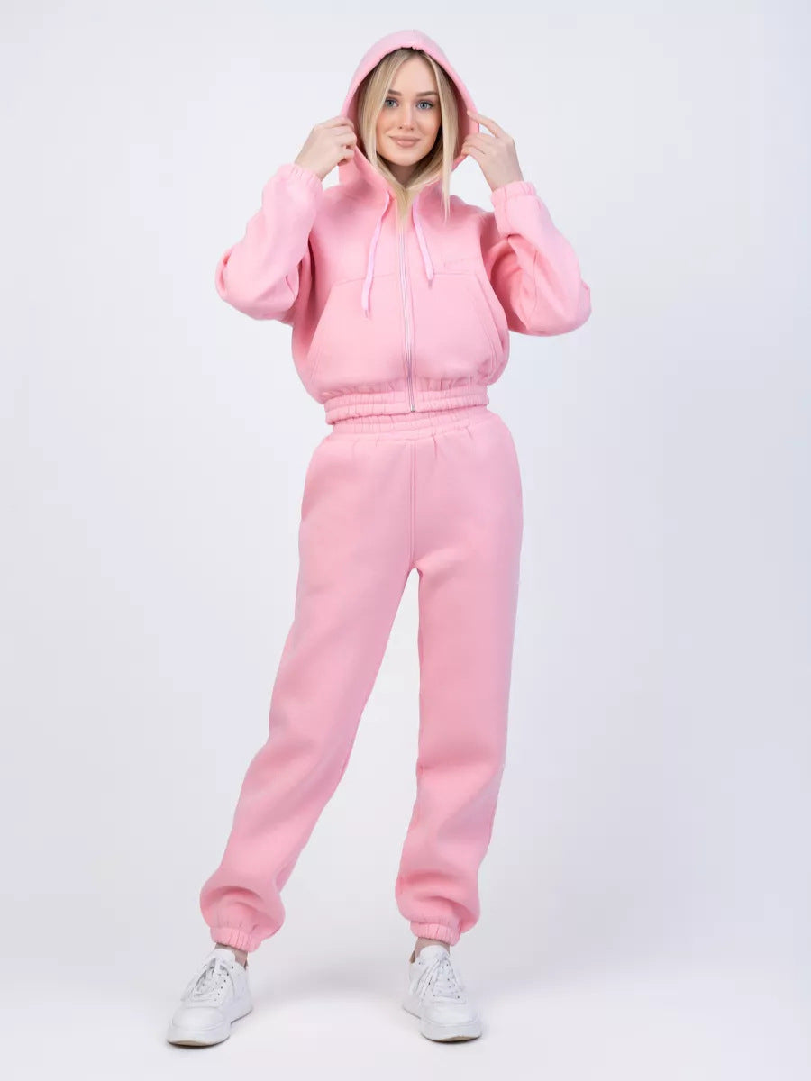 Damen Fleece-Set Jogginghose Pullover Elastisch Eveloria