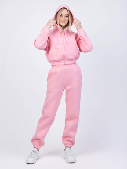 Damen Fleece-Set Jogginghose Pullover Elastisch Eveloria