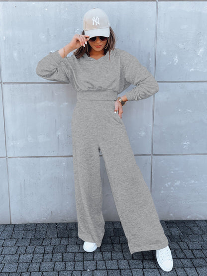 Damen Jumpsuit Weites Bein Kapuze Eveloria