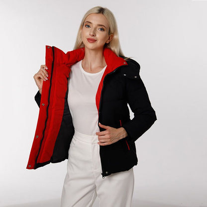 Eveloria Damen Winterjacke Gesteppt Wendbar Praktische Taschen